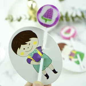 Detailed view of the cute cartoon boy lollipop paper card, perfect for DIY kids gifts and party decor.
