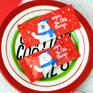 Christmas nougat candy packaging bag cute polar bear holiday gift food sealing plastic bag