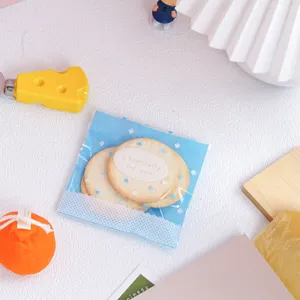 Bolsa de embalaje de galletas con corazones azules sellado horneado repostería dulce 100u
