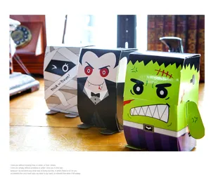Halloween standing paper gift boxes creative funny mummy vampire candy boxes set of 3