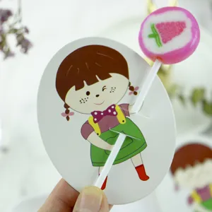 Cartoon girl lollipop decorative paper card DIY children gift candy holder packaging