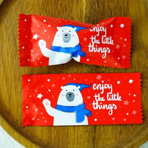 Christmas polar bear nougat candy packaging bags heat seal bakery gift wrap pouches 100pcs
