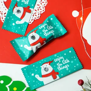 Cute Cartoon Bear Christmas Nougat Candy Bags Plastic Heat Seal Packaging Pouches For Holiday Bakery Gift Treat Decor Wrap