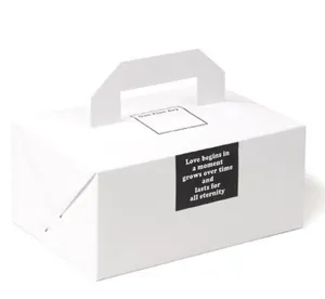 Boîte en papier blanc avec poignée grande boîte d'emballage pour boulangerie biscuits gâteaux pâtisserie