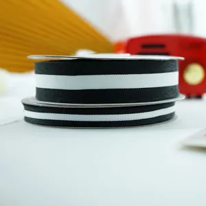 Black and white striped ribbon for DIY handmade crafts gift wrapping cake box decor