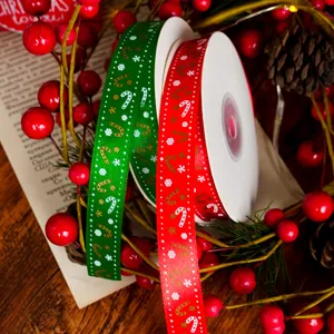 1.5cm Weihnachten Band Zuckerstange Satinband Geschenke Verpackung Deko Basteln