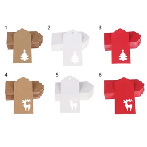 Christmas paper tags kraft paper gift labels holiday DIY hanging tags tree deer hollow