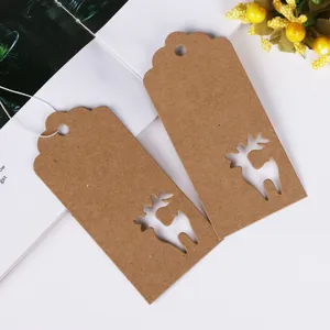 Kraft paper Christmas deer hollow hang tags DIY gift labels set for holiday crafts and parties.