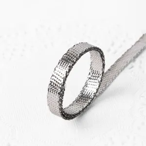 Silver metallic braided flat cord DIY handmade decorative ribbon string width 0.5cm item