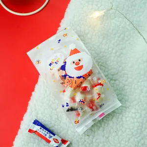 Christmas candy packaging bag frosted clear self-sealing cookie nougat gift plastic pouch 50pcs