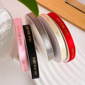 Nastro di Raso Poliestere Oro Lettera Stampata Decorativo Nastro Per Scatola Imballaggio Fiore Artigianato Fai Da Te Capelli Arco Accessori