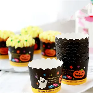 Cápsulas Cupcake Halloween Animado Calabaza Fantasma Estampado Papel Moldes Horneado Para Festival Postre Fiesta Decoración