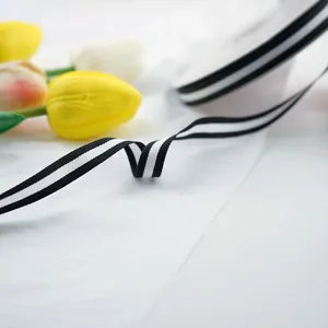 Black and white striped ribbon 1cm wide, perfect for handmade DIY cake box and gift packaging details.