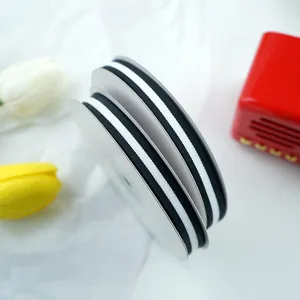 1cm black and white striped ribbon roll for DIY crafts, gift wrapping, and cake box decoration.