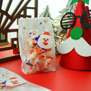 Christmas transparent candy cookie packaging bags festive gift pouches 50pcs new
