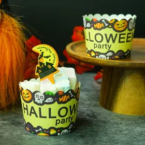 Moldes para magdalenas de Halloween calabaza fantasma de papel para fiesta 50pcs