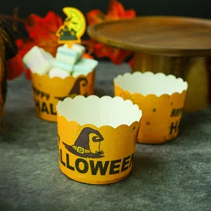 Halloween moldes para cupcakes papel de horno naranja sombrero de bruja fiesta 50pz