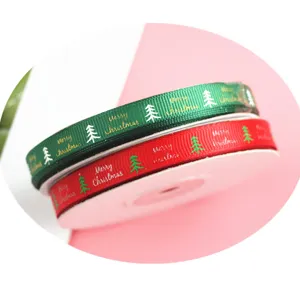 Christmas Decorative Ribbon Merry Christmas Letter Tree Snowflake Printed Grosgrain Satin Ribbons For Gift Wrapping DIY Craft Bow Party Decor