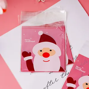 Weihnachten Weihnachtsmann rosa OPP selbstklebende Backen Kekse Verpackung Beutel 100St.