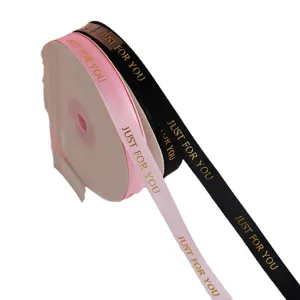 Nastro rosa e nero con stampa in lamina d'oro just for you per confezioni regalo