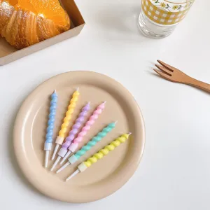Bunte spiralförmige Geburtstag Kerzen Set Pastell gedreht Design süße Party Torte Dekoration