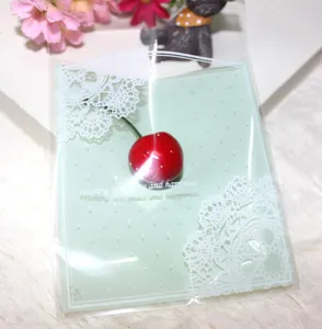 Muntgroene kanten zelfklevende geschenkzak, ideaal voor snoep en kleine sieraden.
