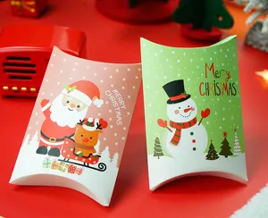 Christmas pillow box candy gift box decorative paper packaging for holiday present.