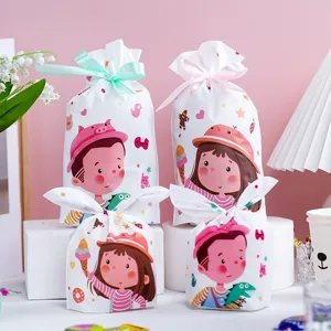 Bolsas de Embalaje de Regalo de Caramelos con Cordón de Conejo de Dibujos Animados Lindos Fiesta Infantil Copo de Nieve Crujiente Nougat Bolsas de Plástico