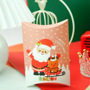 Christmas pillow box candy paper packaging festive gift box holiday party supply decoration details