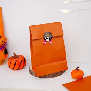 Halloween solid orange paper bag bakery packaging gift storage bag without handles.