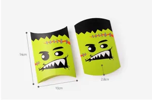 Halloween Frankenstein Monster Pattern Pillow Paper Gift Box Candy Packaging 2-Pack