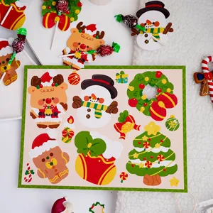 Christmas lollipop paper cards set cute snowman elk gingerbread man candy packaging cards 6pcs