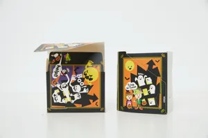 Halloween book shaped packaging gift box candy party container with spooky cartoon ghosts design