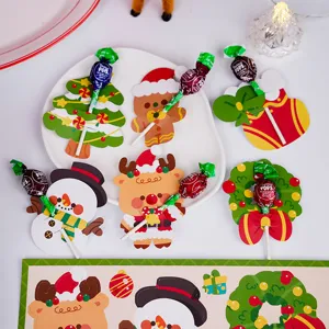 Christmas lollipop paper cards decorative candy packaging cute holiday party supplies
