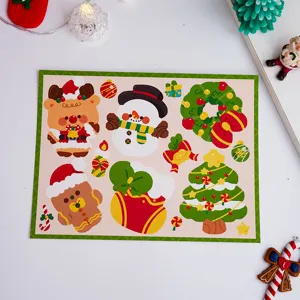 Christmas paper card detail showing cute snowman elk designs for holiday candy packaging decoration.