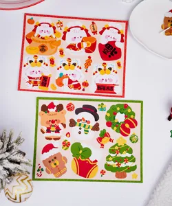 Festive Christmas and New Year decorative paper cards, cute holiday candy packaging 6pcs