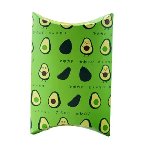 Avocado print pillow paper box for cookie nougat gift packaging and cute stationery storage details
