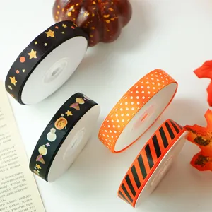 Halloween linten set met pompoen en sterren patronen voor feestelijke decoratie cadeaus
