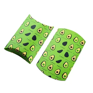 Green avocado pillow paper box for cookie biscuit packaging and small item storage main image