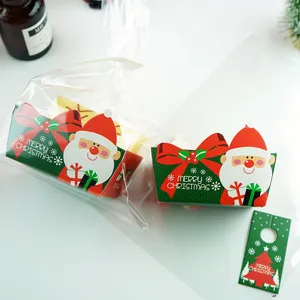 Kerst man gebak verpakking doos en doorzichtige plastic zak set voor cadeautjes.