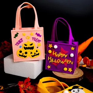 Bolsa de fieltro de Halloween con diseño de calabaza para la decoración de fiesta