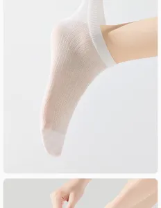 Breathable mesh low cut sock detail, lightweight summer foot wear closeup view, thin ice silk design.