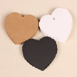 Heart Shape Wavy Edge Kraft Paper Gift Tags Plain Blank Hanging Label Bookmark Greeting Card Message Pendant Label Ornament Material