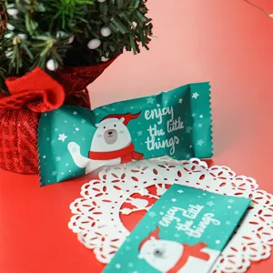 Christmas bear candy packaging bag detail view with cute festive design elements.