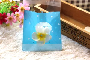 Bolsa de embalaje de galletas resellable azul detalle, bolsita de pastelería corazón