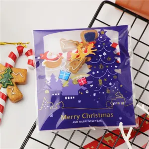 Weihnachten selbstklebende Kekstüte Bonbontüte blaue Tannenbaum Geschenkverpackung für Party