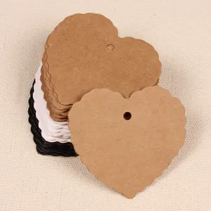 Heart-shaped scalloped paper tags, blank DIY craft gift hanging labels for bookmarks and cards