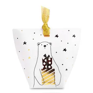 Christmas candy gift box with cute polar bear design, perfect for cookies and nougats packaging details.