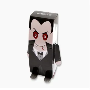 Vampire Halloween gift box detail showing cute standing design with fangs and red eyes.