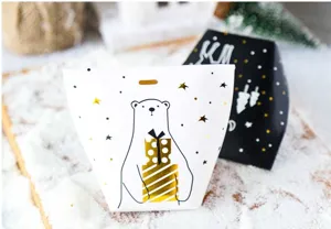 Detailed view of the Christmas candy gift paper box featuring a cute polar bear design.